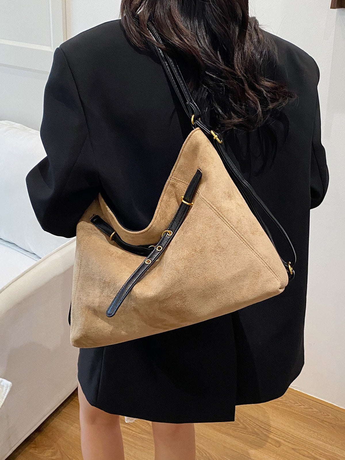 Bolso bandolera cruzado multifuncional de ante vintage de alta gama