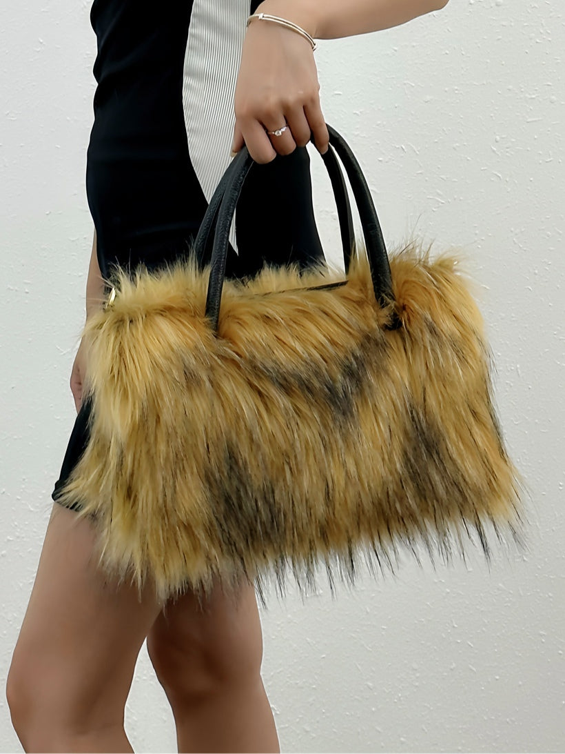 Bolso bandolera de cadena moderno, bolso de pelo a la moda