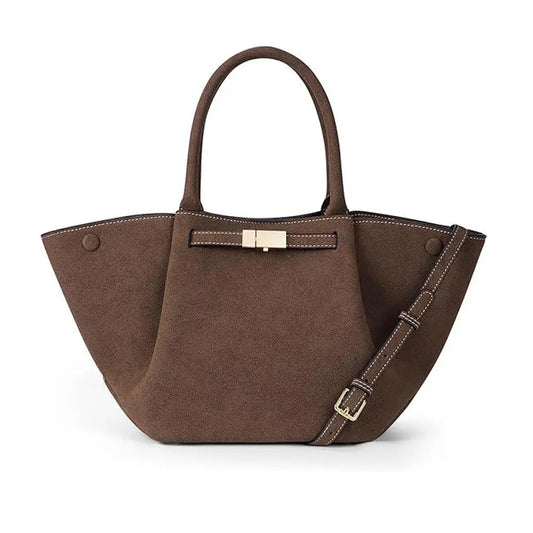 Bolso tote vintage versátil de gamuza sintética