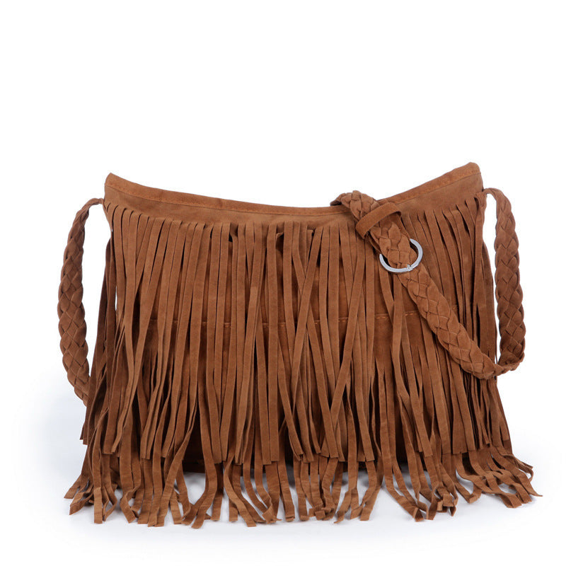 Bolso bandolera de hombro para mujer con borlas escarchadas