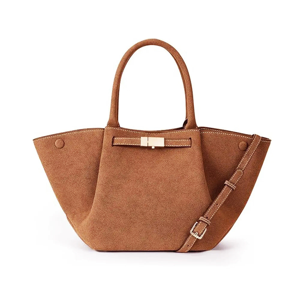 Bolso tote vintage versátil de gamuza sintética