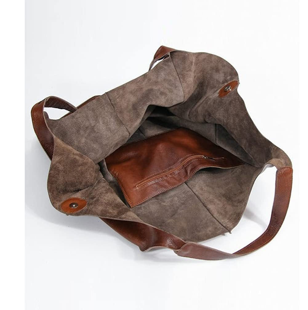 Bolso de hombro sencillo, grande, de cuero suave y gran capacidad