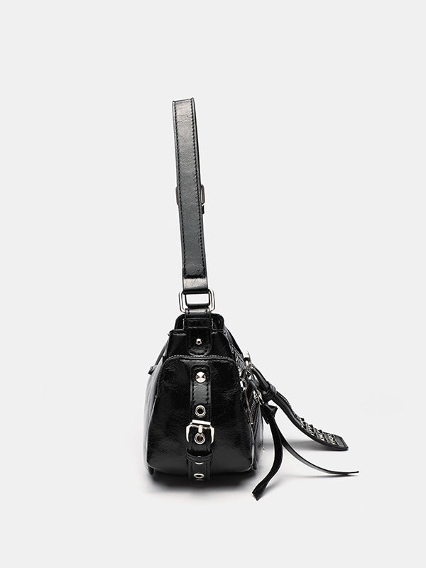 Bolso bandolera de un solo hombro para motocicleta y desplazamientos diarios, con remaches