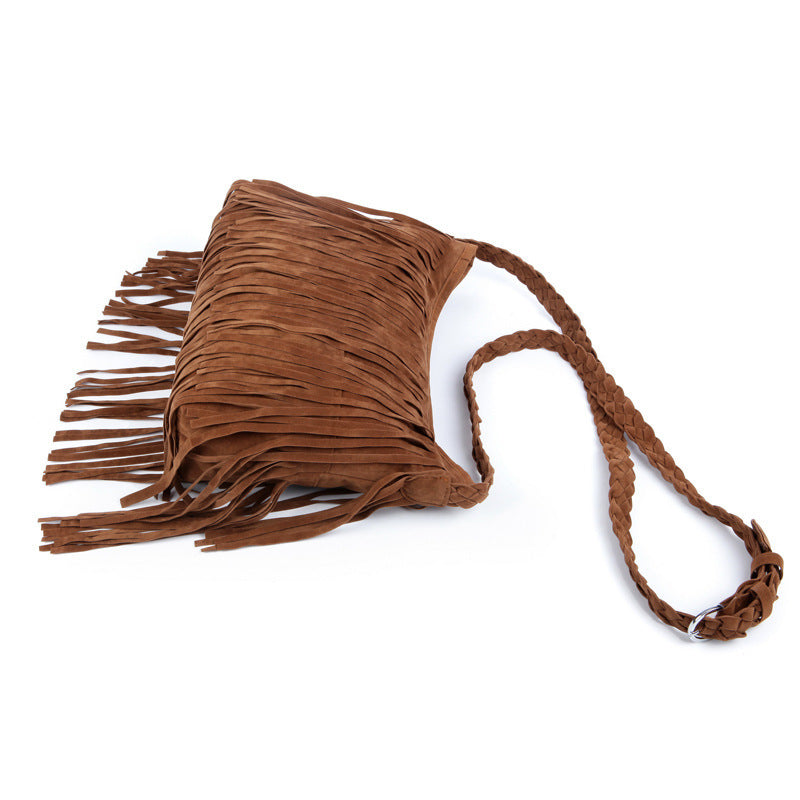 Bolso bandolera de hombro para mujer con borlas escarchadas