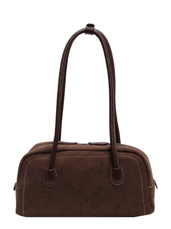 Bolso de hombro retro con acabado esmerilado, bolso acolchado casual