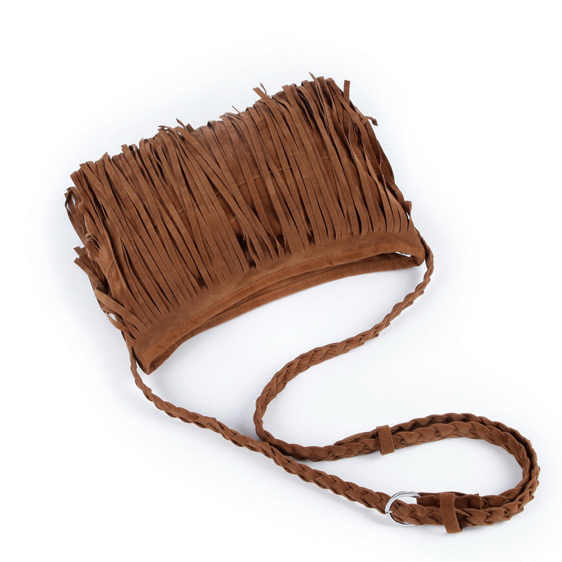 Bolso bandolera de hombro para mujer con borlas escarchadas