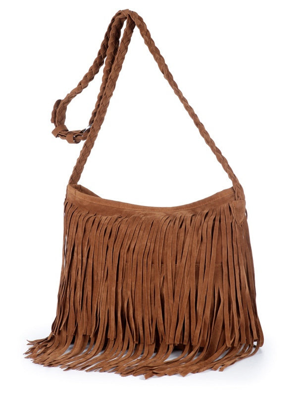 Bolso bandolera de hombro para mujer con borlas escarchadas