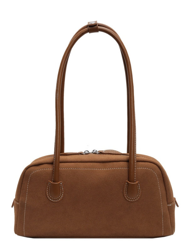 Bolso de hombro retro con acabado esmerilado, bolso acolchado casual
