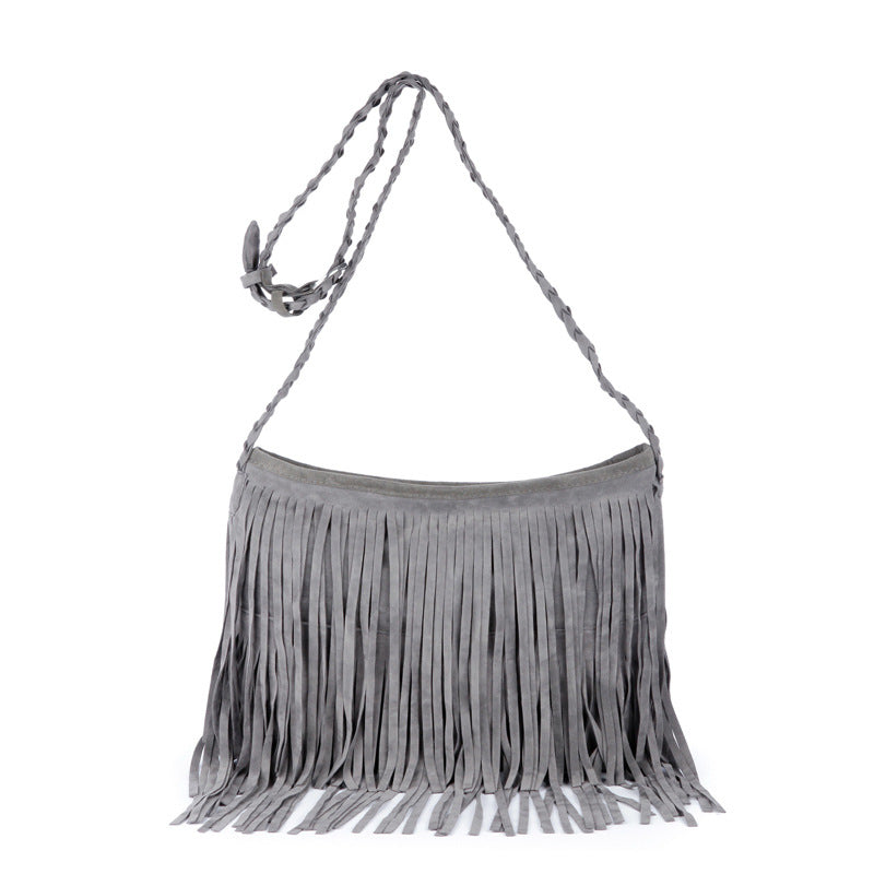 Bolso bandolera de hombro para mujer con borlas escarchadas