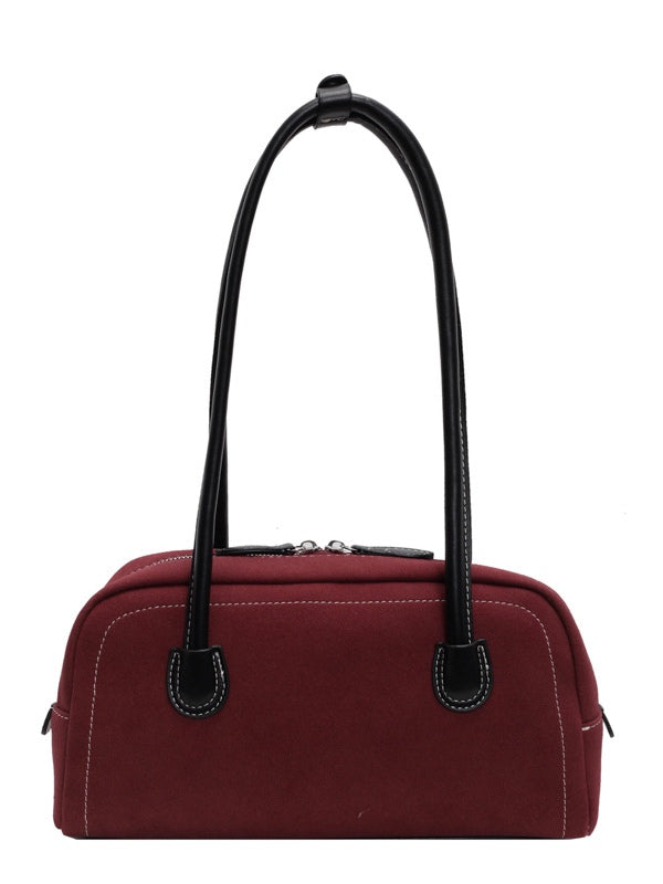Bolso de hombro retro con acabado esmerilado, bolso acolchado casual