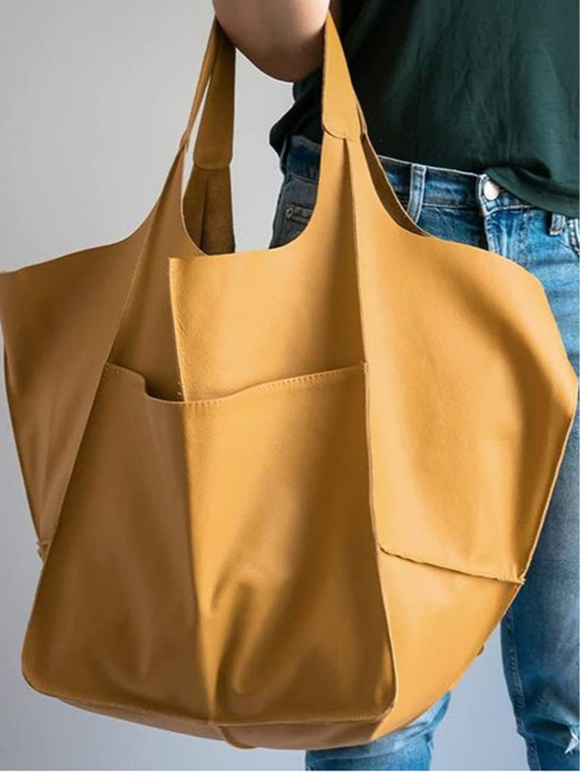 Bolso de hombro sencillo, grande, de cuero suave y gran capacidad
