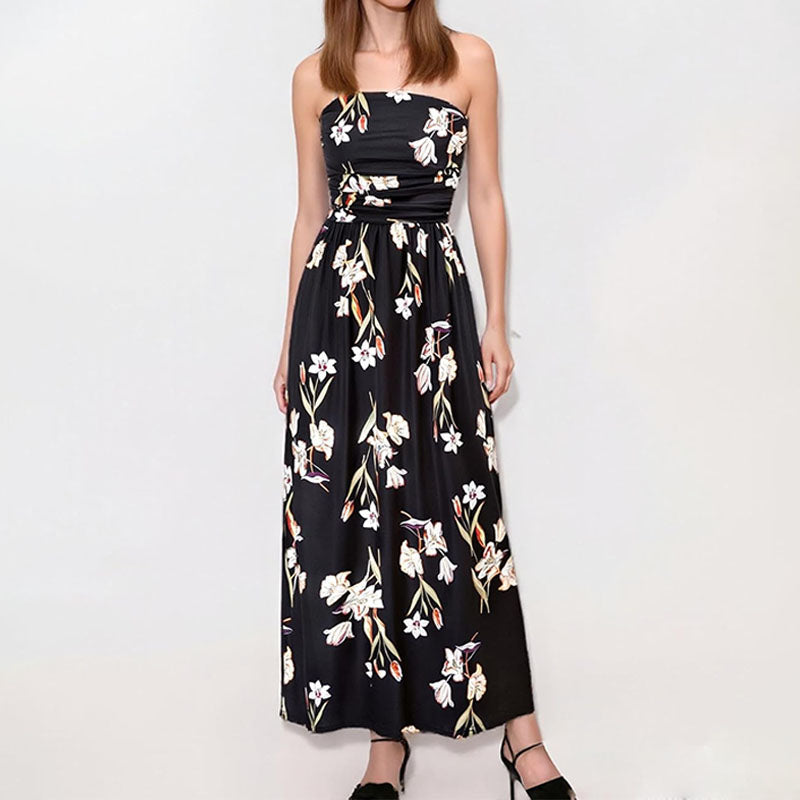 Vestido plisado sin mangas con hombros descubiertos