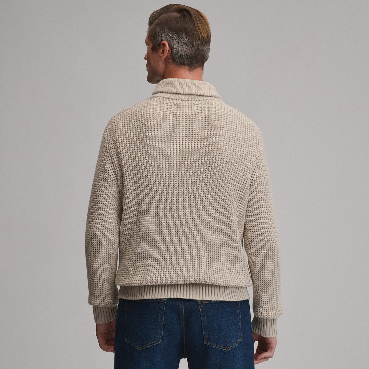 Suéter festivo navideño para hombre con cuello chal