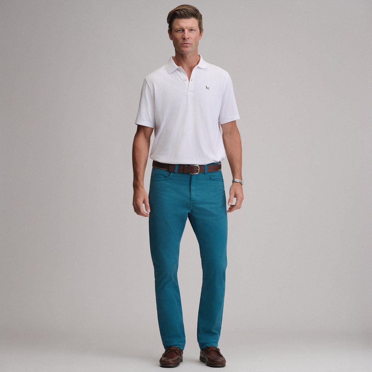 Pantalones de sarga de 5 bolsillos para hombre, lavado Legend