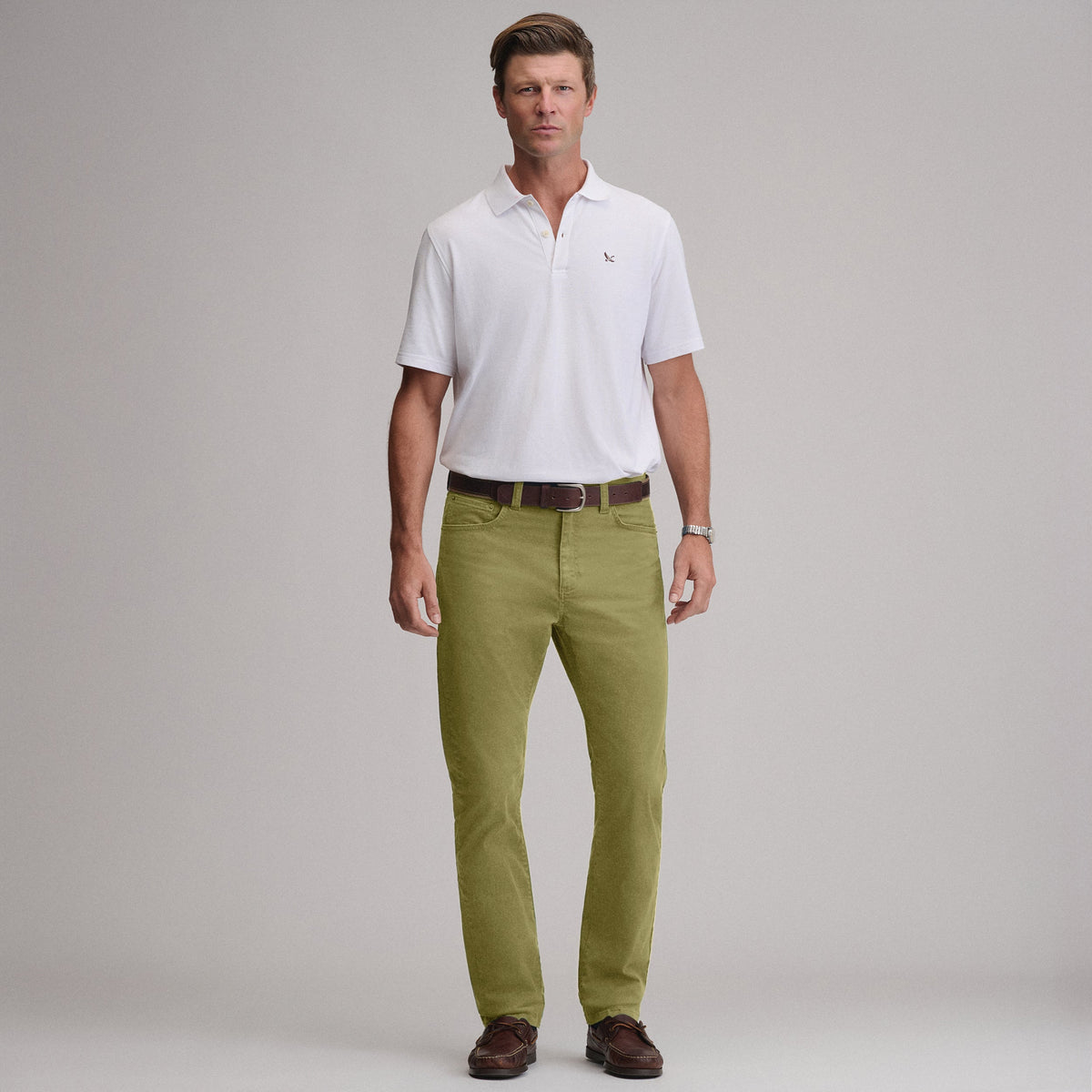 Pantalones de sarga de 5 bolsillos para hombre, lavado Legend