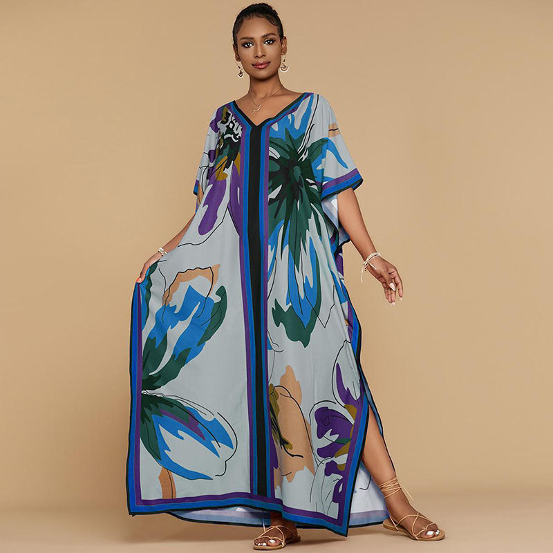 Vestido largo playero estampado de corte holgado